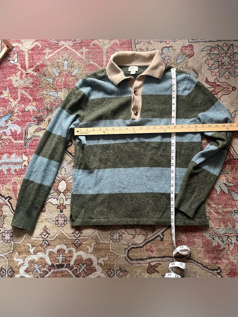 J. Crew merino blend rugby stripe sweater size medium